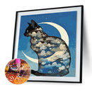 Diamond Painting 5D DIY Moon Cat Full Round Drill Rhinestones Picture Kit