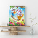 Swing Rabbits Oil Paint By Numbers Kits DIY Craft Coloring Drawing Home Decor