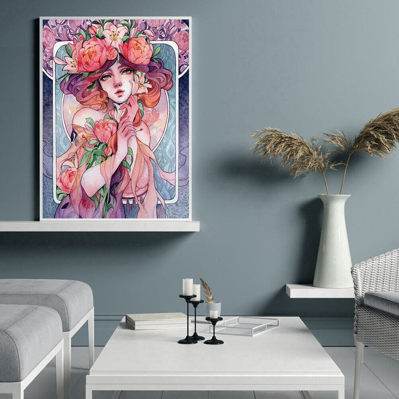 Oil Paint By Numbers Girl Dressed By Flower Coloring Picture L451