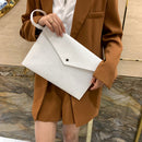 Women Felt Solid Color Envelop Bag Large Capacity Clutch Bags (White)