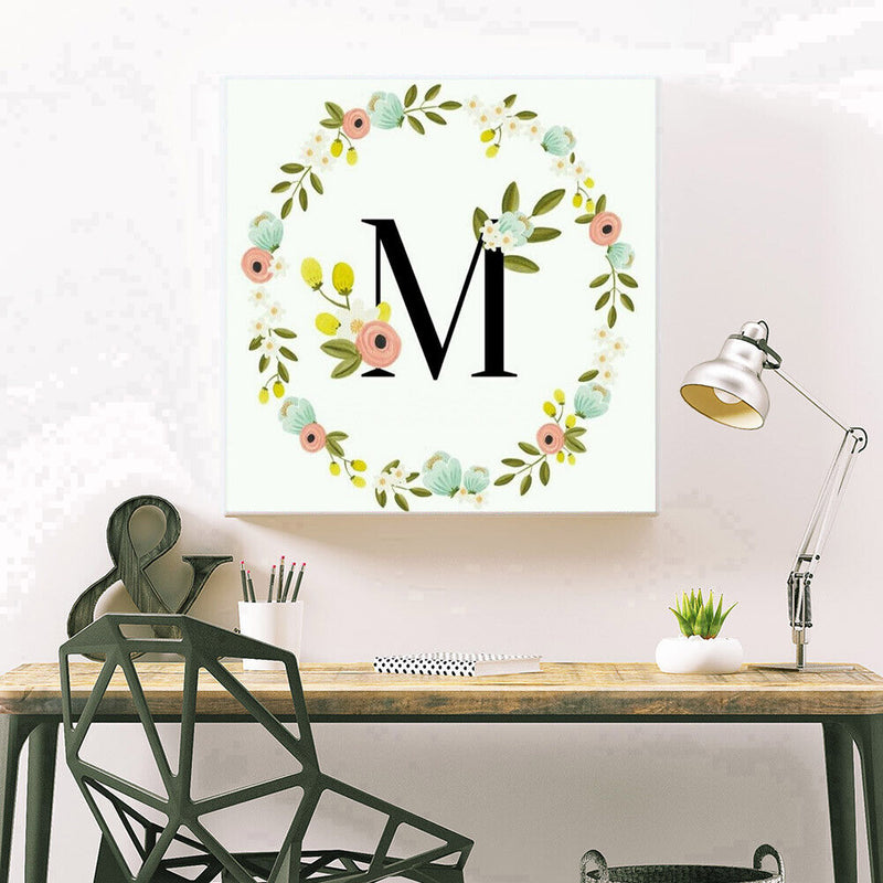 DIY Diamond Painting Kit M Letter Wreath Full Round Rhinestone Wall Picture