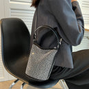 Fashion Rhinestone Shoulder Bag Glitter Diamond PU Leather Bucket Totes Handbag