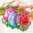 4pcs DIY Flower Full Drill Special Shaped Diamond Painting Keychain Jewelry Gift