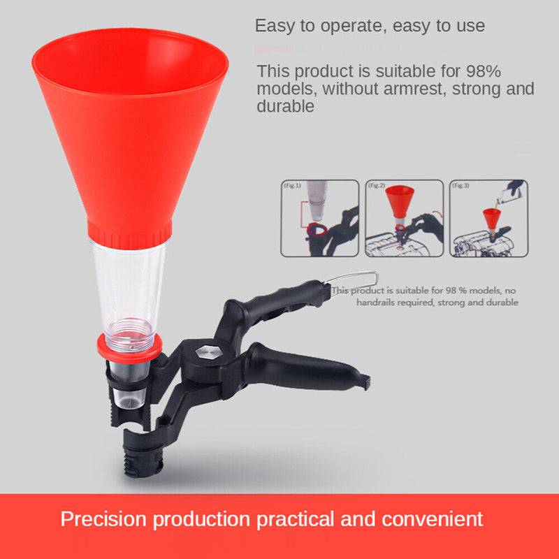 Engine Oil Filling Set Universal Oil Funnel with Adjustable Width Holding Clamp