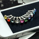 2 x Bling Diamond Mixed Crystal 3.5mm Earphone Jack Stop H2X7 I5T8 T4W0 G3S8