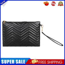 Women PU Thread Envelope Bag Solid Color Zipper Luxury Clutch Purse (Black)