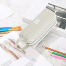 Large Capacity Pencil Case Bags Zipper Solid Stationery Box (Light Grey)