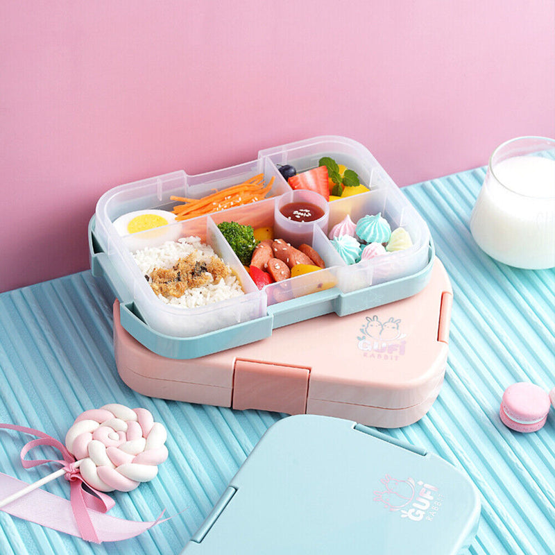 Microwave Lunch Box Food Grids Storage Container School Bento Box (Blue) Newly