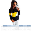 Fashion Women Color Splicing Autumn Pullovers Casual Jumpers Thick Sweatshirt