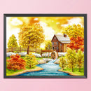 11CT Cotton Thread Landscape Autumn Stamped Embroidery Canvas Set Embroidery DIY