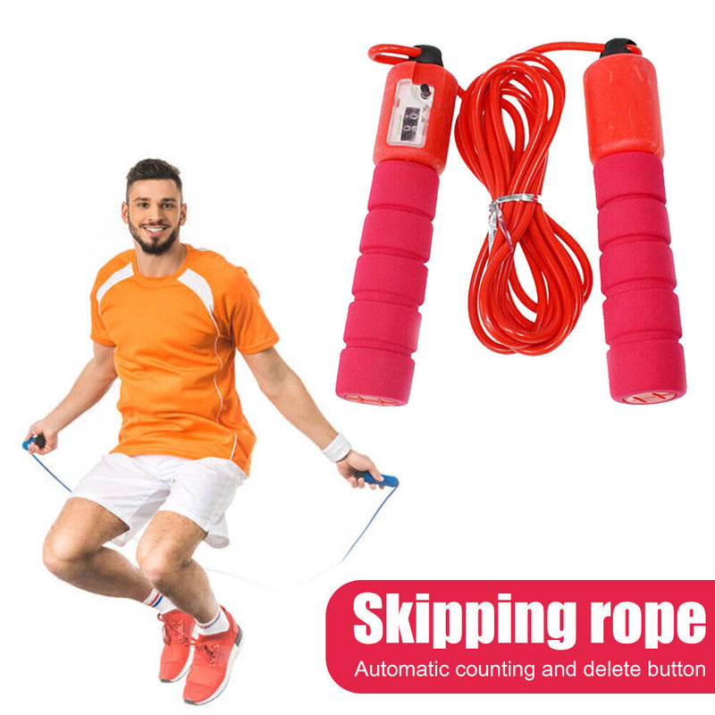 Professional Skipping Rope Counting Fitness Sports PVC Jump Rope (Rose Red)