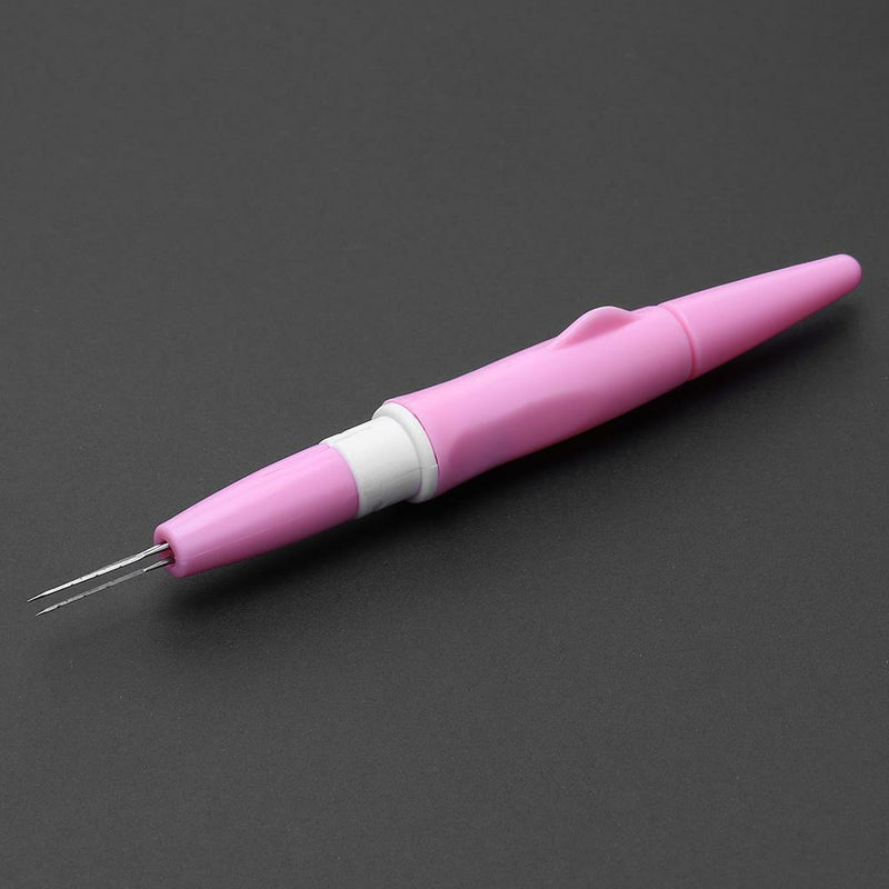 Needle Felting Handle Holder with 3 Needles Wool Embroidery DIY Tool(Pink)