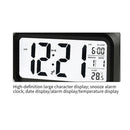 Temperature Alarm Clock LED Digital Backlight Calendar Snooze Clock (Black)