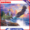 Cross Stitch Full Embroidery Eagle Lighthouse 11CT Stamped Needlework Art Set