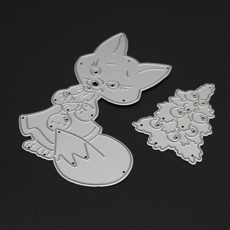 Snowvirtuos Christmas Tree Cat Cut the Stencil DIY Scrapbooking Album