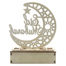 Hollowed Moon Pattern LED Light Wooden Ramadan EID Mubarak Islam Muslim Craft