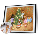 Animal Christmas Oil Paint By Numbers Kits Canvas Drawing DIY Coloring Pictur