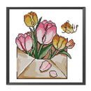 Partial Embroidery 14CT DIY Tulips in Envelope 2 Strand Kit Counted Cross Stitch