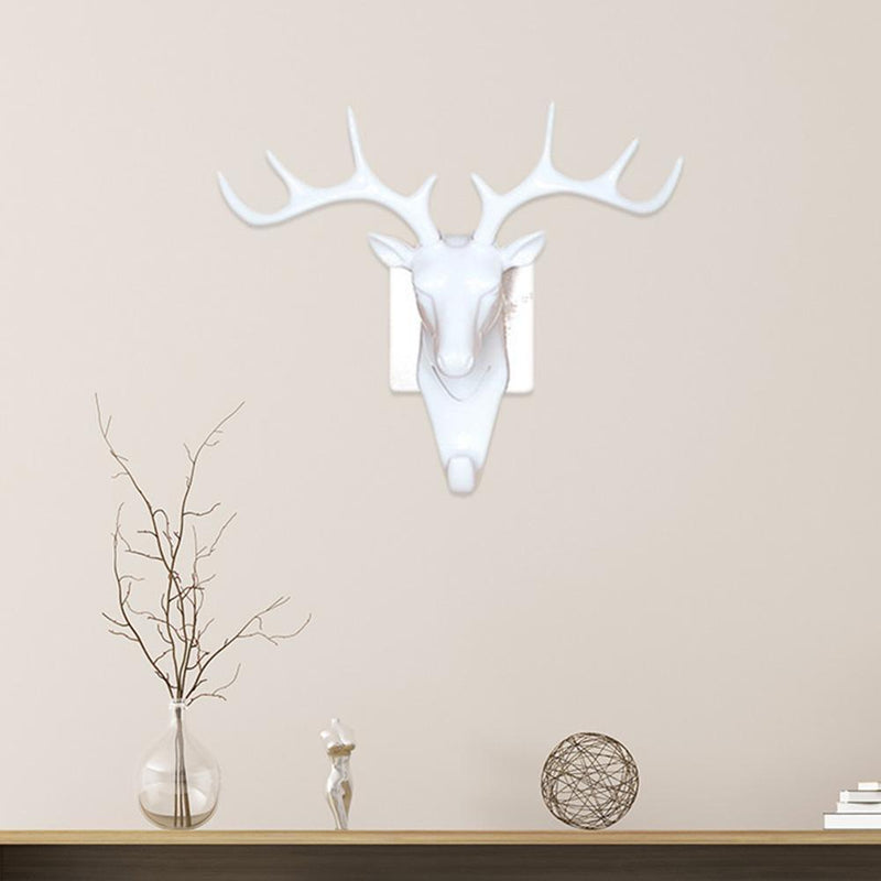 5pcs Self-Adhesive Wall-Mounted Hook Antler Horns Hanger Wall Rack (White)