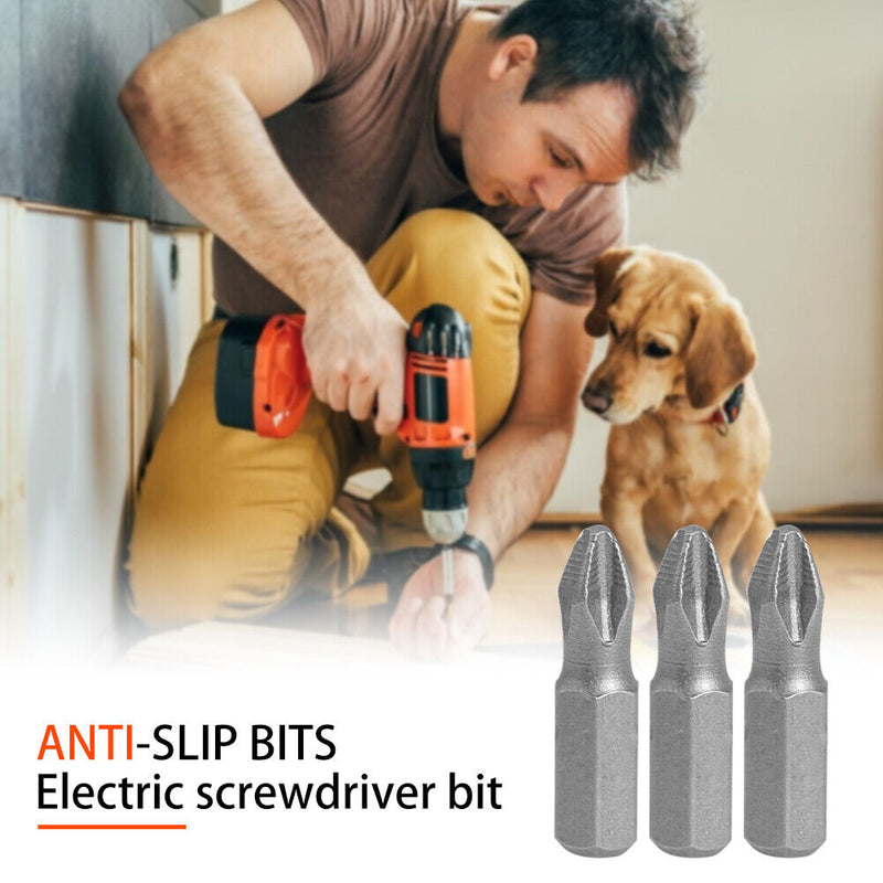 25mm Magnetic Anti Slip Long Reach Electric Screwdriver PH2 S2 Bits (10pcs)