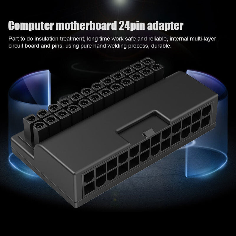 90 Degree Angled Converter Motherboard ATX Power Supply 24Pin Connector Adapter