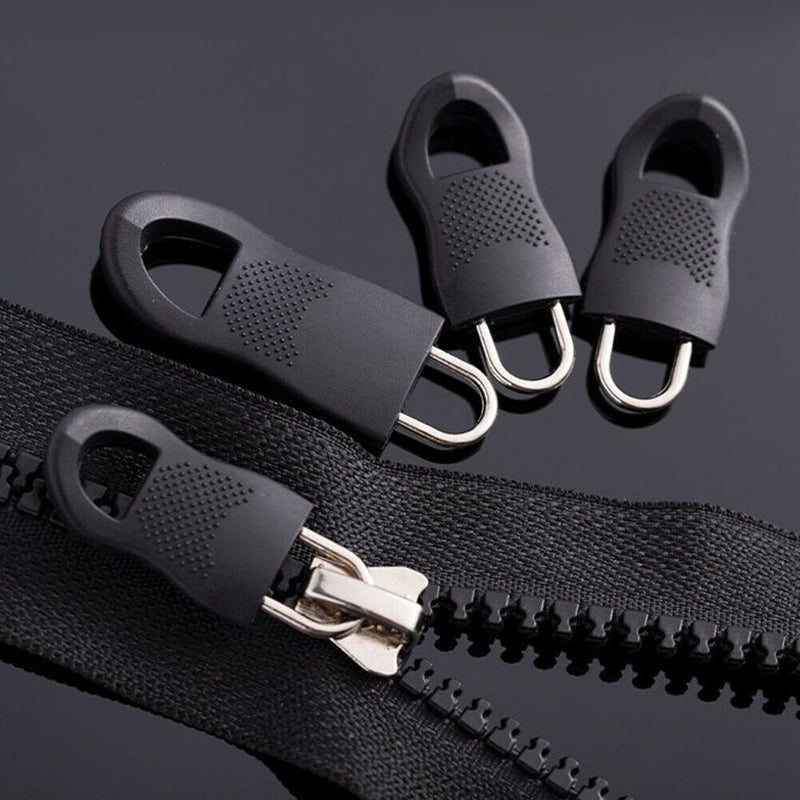 8x Replacement Zipper Puller for Clothing Bag Zip Pull Fixer (Black 35mm) Newly