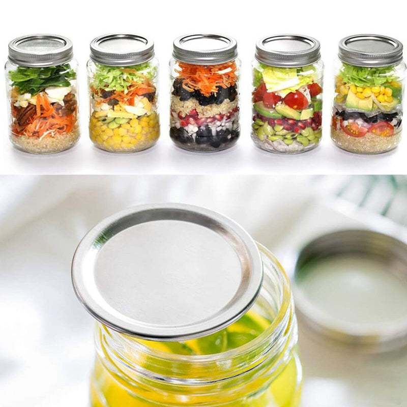 Metal Mason Jar Lids-Food Grade Airtight Silicone Seal Regular Mouth Can Lids