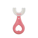 Kids U-Shaped Toothbrush Silicone Manual Training Tooth Brush (Pink Hand)