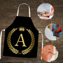Letter A Printed Linen Apron Kitchen Waterproof Home Cooking Bibs (82x68cm)