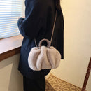 Women Plush Fur Solid Color Handbag Winter Casual Cloud Small Top Handle Bag