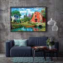 Full Embroidery DIY Canvas Stamped 11CT Cross Stitch Farm View Kit Ornament
