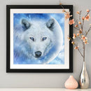 5D Full Round Drill Mosaic Craft Picture DIY Snow Wolf Diamond Painting Poster