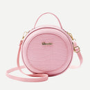 Fashion Alligator Pattern Crossbody Bags Women Round Circle PU Shoulder Pouch
