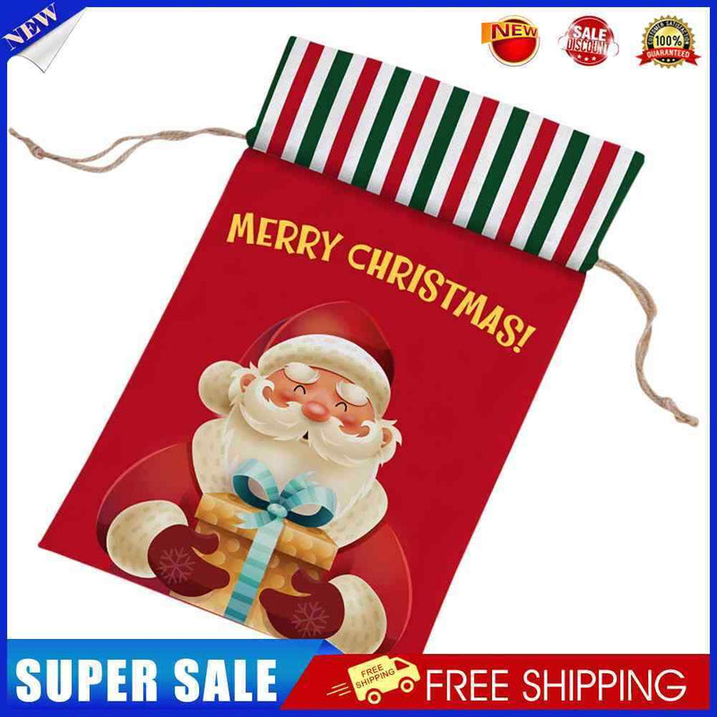 Christmas Drawstring Gift Bags Cartoon Goodie Sack Kids Gift Giving Pouch (