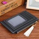 Casual PU Leather Mini Purse Female Solid Tassel Zipper Wallet Mini Card Hold