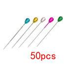 50pcs 5.5cm Colorful Round Straight Iron + Plastic Head Bead Needles S