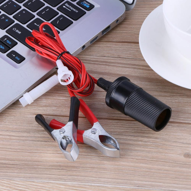 Female Car Cigarette Lighter Power Socket to Battery Clip-On Crocodile Clip