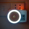 LED Light Sensor Control Night Light Round Bedroom Lamp (White)(US plug) Newly