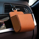 Car Storage Bag Air Vent Dashboard PU Organizer Box Phone Holder (Brown)