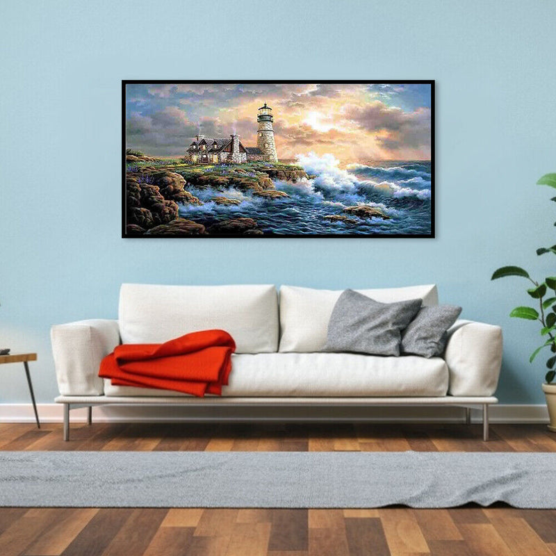 11CT Counted Full Cross Stitch Lighthouse DIY Cotton Thread Wall Art Home Crafts