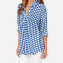 Fashion Cotton Loose Women Blouse Long Sleeve Pocket Button Lapel T-shirt