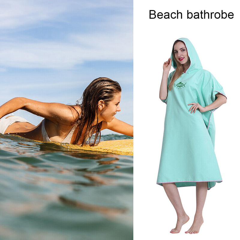 Water Absorb Quick Dry Hooded Wetsuit Changing Robe Surf Diving Swimming Towe