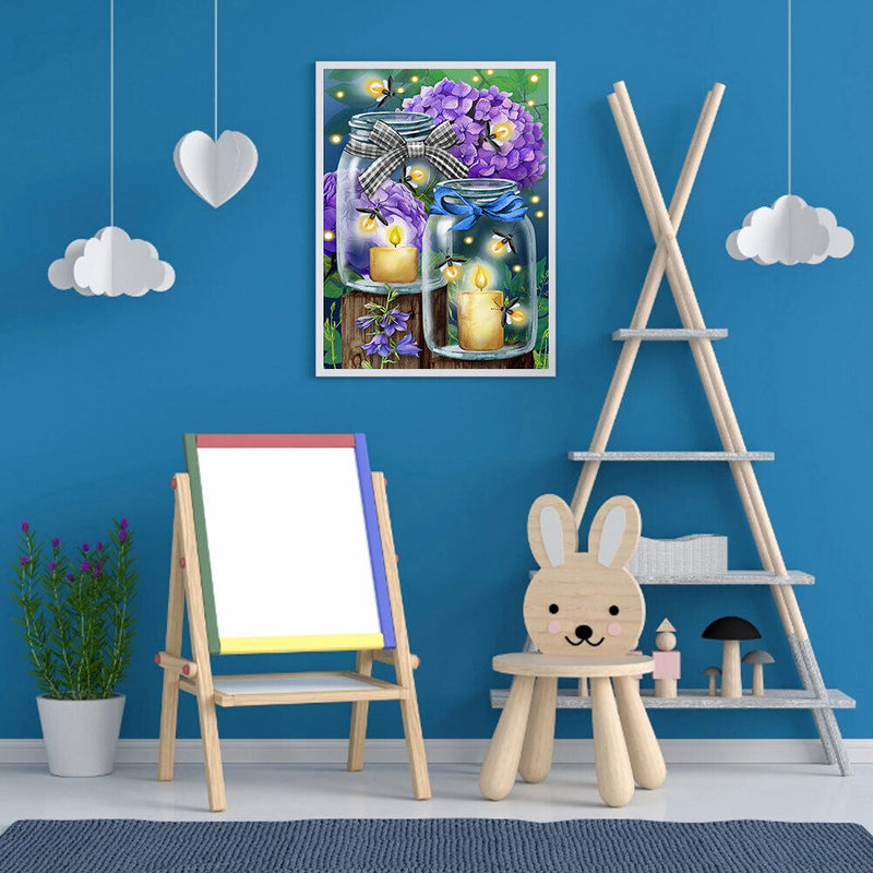 Firefly Glass Bottle Oil Paint By Numbers DIY Canvas Wall Art Picture Home Cr