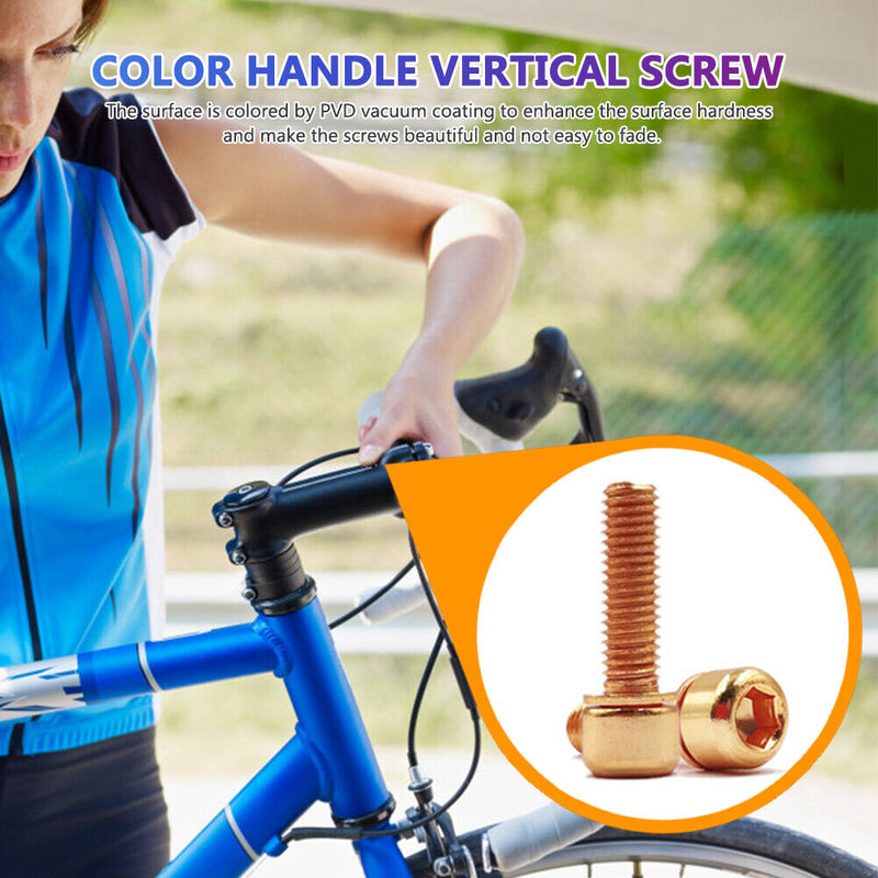 6x MTB Stem Bolts M5x18mm Titanium Plated Allen Hex Head Stem Screws with Was