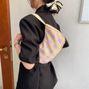 Retro Women Plaid Printing Shoulder Underarm Bag Casual Ladies Small Hobos Purse