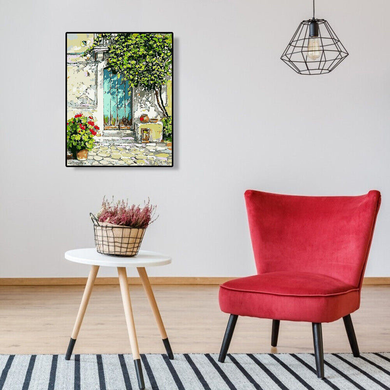Hand Painted Artwork Frameless DIY Sunny Doorway Painting By Numbers Picture Kit