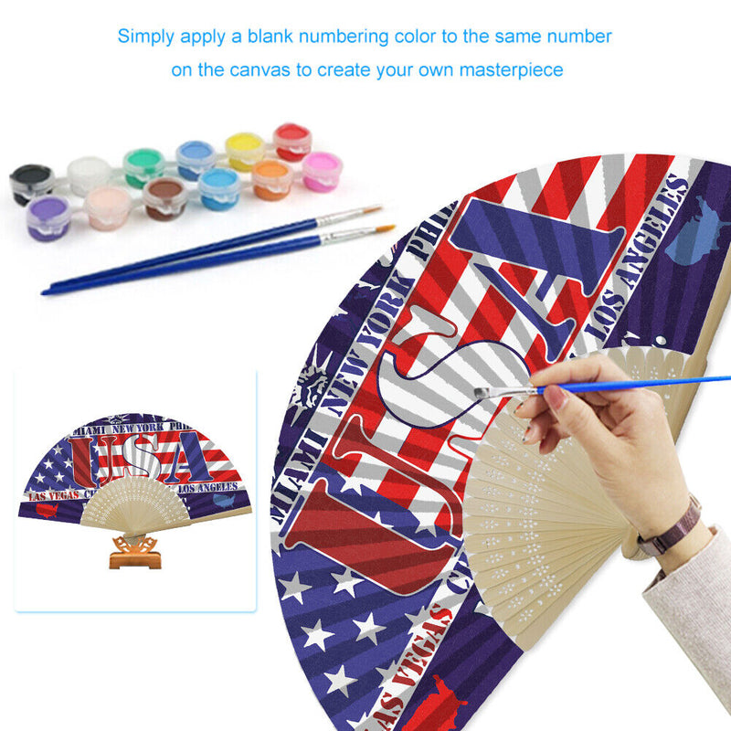 Independence Day Flag Oil Paint Folding Fan By Numbers DIY Home Decoration Gi