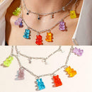 Creative Bungee Cool Girl Transparent Jelly Color 7 Necklace Bear Chain I0Q3