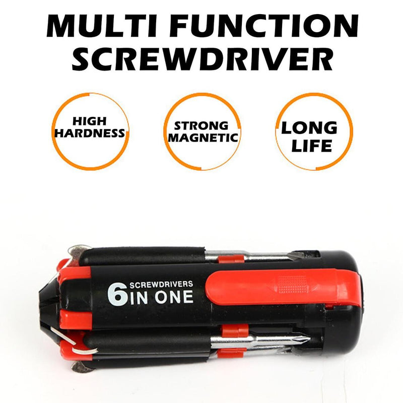6 in 1 Screwdriver W/ 6 LED Torch Flash Light Multi-Functional Repair Tools n?~