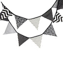 12pcs Flags 3.2m Black White Cotton Rustic Wedding Banner Garland Party